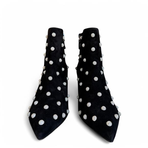 Stuart Weitzman‎ Carine Crystal Rhinestone Heel Booties Black Size 8.5 - Picture 6 of 9